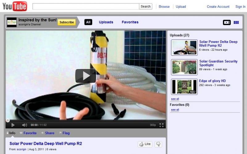 You Tube Solar Power DELTA Pump